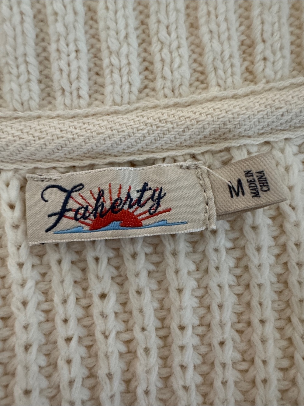 Faherty Cream Ribbed Button-Front Cardigan - Picture 2 of 2